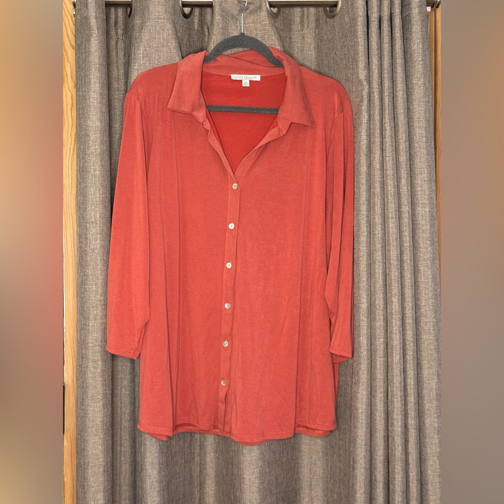Green Envelope Burnt Orange Blouse